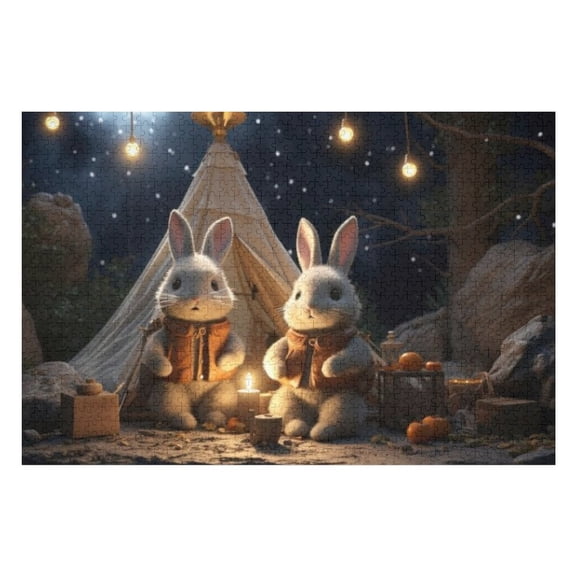 Puzzles for Adults 500 Pieces - Forest Animal With Tent Puzzle Challenging Educational Toys Puzzles Reduced Pressure Gift