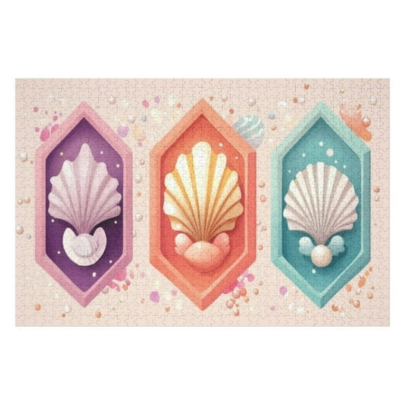 Puzzles for Adults 500 Pieces - Geometric Seashells Funny Puzzle Unique Difficult and Challenge Large Puzzle Game Toys Gift