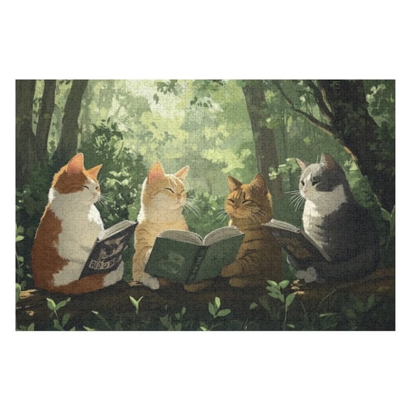 Puzzles for Adults 500 Pieces - Group Cats Sitting Top Tree Branch Funny Puzzle - Unique Brain Teaser, for Puzzle Enthusiasts