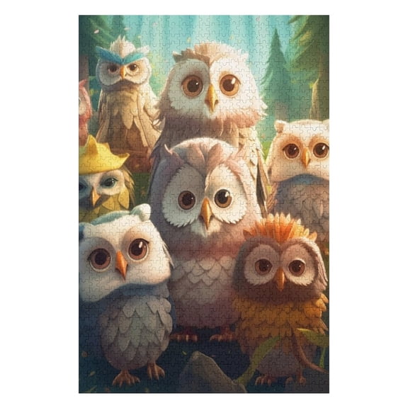 Puzzles for Adults 500 Pieces - Group Owls Forest Puzzles for Family Games, Puzzle for Gifts, Funny Puzzle for Education