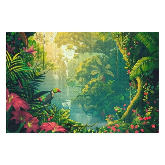 Puzzles for Adults 500 Pieces - Jungle Landscape Funny Family Interactive for Puzzles Club Decor Or Gifts for Friends