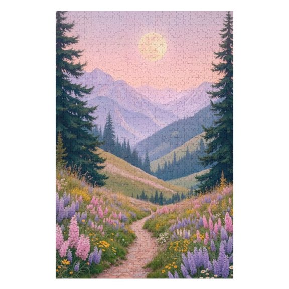 Puzzles for Adults 500 Pieces - Mountain Meadow Path Funny Challenging Puzzle Perfect for Game Nights