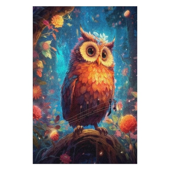Puzzles for Adults 500 Pieces - Owl With Music Note It Funny Puzzle Unique Difficult and Challenge Large Puzzle Game Toys Gift