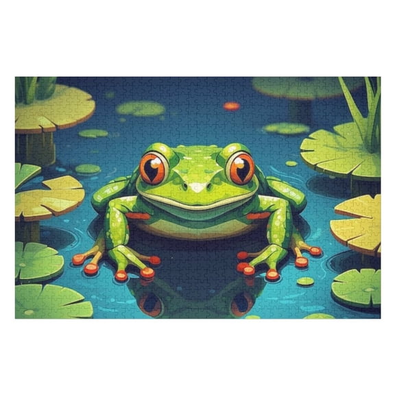 Puzzles for Adults 500 Pieces - Pond Peeper Frog Funny Puzzle - Unique Brain Teaser, for Puzzle Enthusiasts