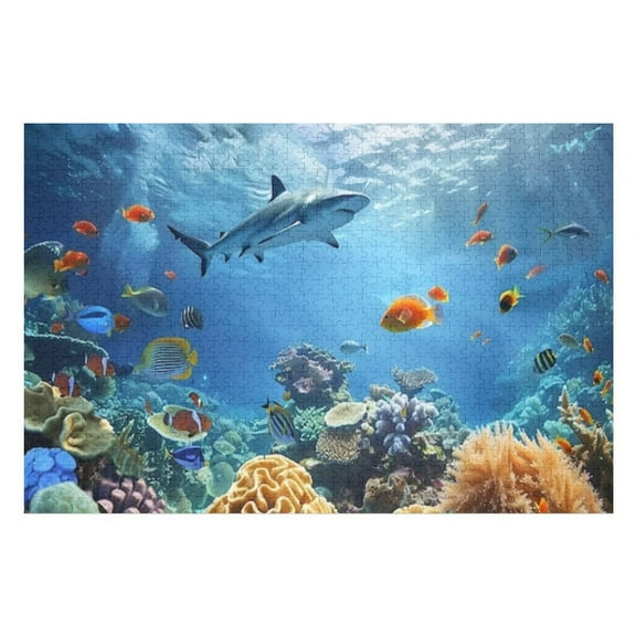 Puzzles for Adults 500 Pieces - Shark Ocean Challenging Gift for Puzzle Lovers, Fun Time with Friends, Displayable Wall Decor