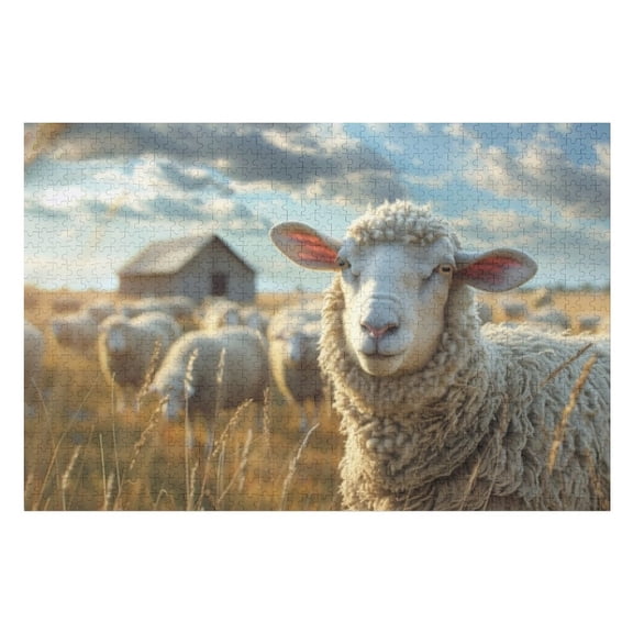 Puzzles for Adults 500 Pieces - Sheep Farm Funny Challenging Puzzle Perfect for Game Nights