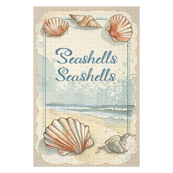 Puzzles for Adults 500 Pieces - Summer Seashells Unique Artwork Jigsaw Puzzle, Large Piece Puzzle, Great for Beginners, Gifts for Loved Ones