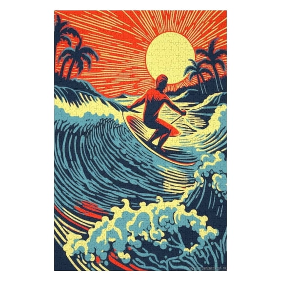Puzzles for Adults 500 Pieces - Surfer Puzzle Challenging Educational Toys Gifts for Home Decor Family Activities