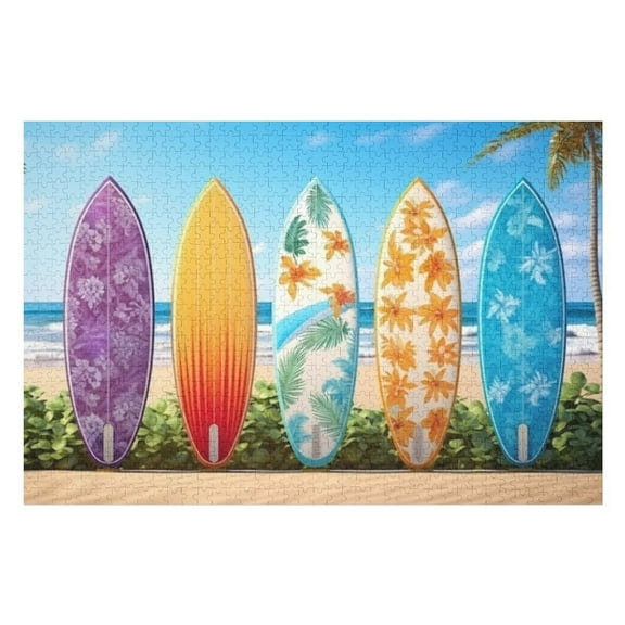 Puzzles for Adults 500 Pieces - Surfing Boards Summer Funny Puzzles Challenging Brain Exercise, for Puzzle Lovers Gift