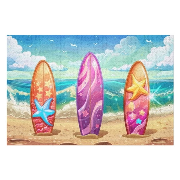 Puzzles for Adults 500 Pieces - Surfing Boards Summer Puzzle Challenging Educational Toys Puzzles Reduced Pressure Gift