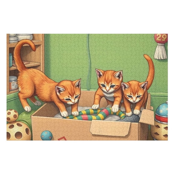 Puzzles for Adults 500 Pieces - Three Cat Funny Puzzles Challenging Brain Exercise, for Puzzle Lovers Gift