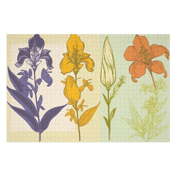 Puzzles for Adults 500 Pieces - Three Vibrant Flowers Funny Puzzle - Unique Brain Teaser, for Puzzle Enthusiasts