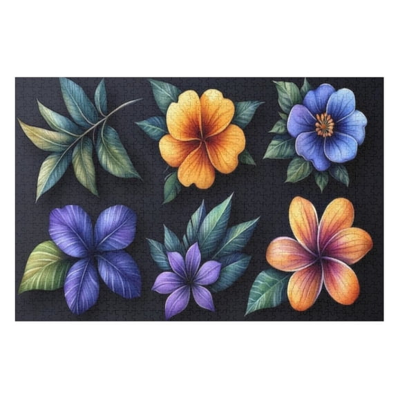 Puzzles for Adults 500 Pieces - Tropical Flowers Leaves Funny Challenging Puzzle Brain Teaser Activity Perfect for Game Nights