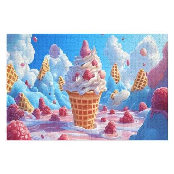 Puzzles for Adults 500 Pieces - Whimsical Ice Cream Landscape Funny Puzzles Educational Games Gift for Birthday Christmas Halloween