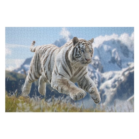 Puzzles for Adults 500 Pieces - White Bengal Tiger Nature Fun Brain Puzzle Lovers Challenging and Relaxing Gifts Idea