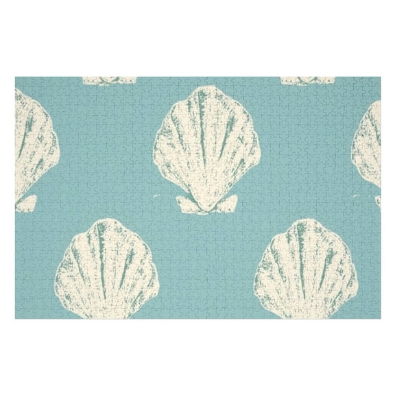 Puzzles for Adults 500 Pieces - White Seashells Turquoise Puzzle Challenging Educational Toys Puzzles Reduced Pressure Gift