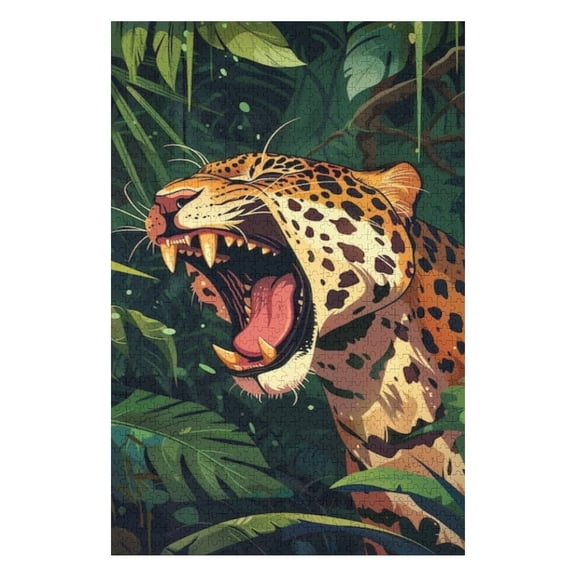 Puzzles for Adults 500 Pieces - Wild leopard Jungle Funny Challenging Puzzle Perfect for Game Nights