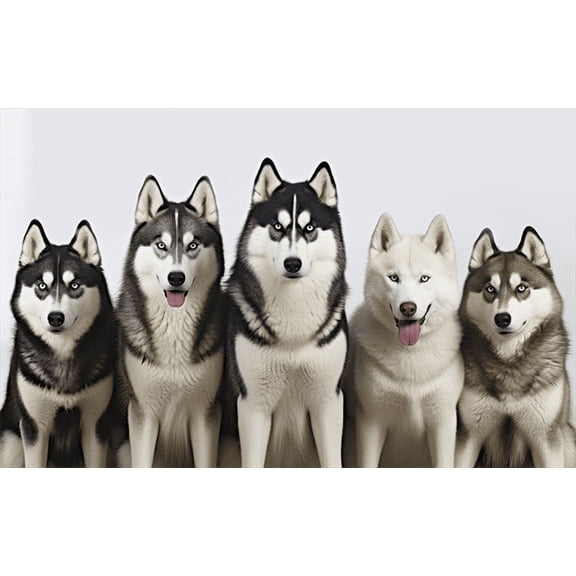 Puzzles for adults 200 pieces for adults Five Siberian Husky Dogs puppy Formation wooden Challenging Puzzles Perfect for Game Nights 13.9'' x 9.8''