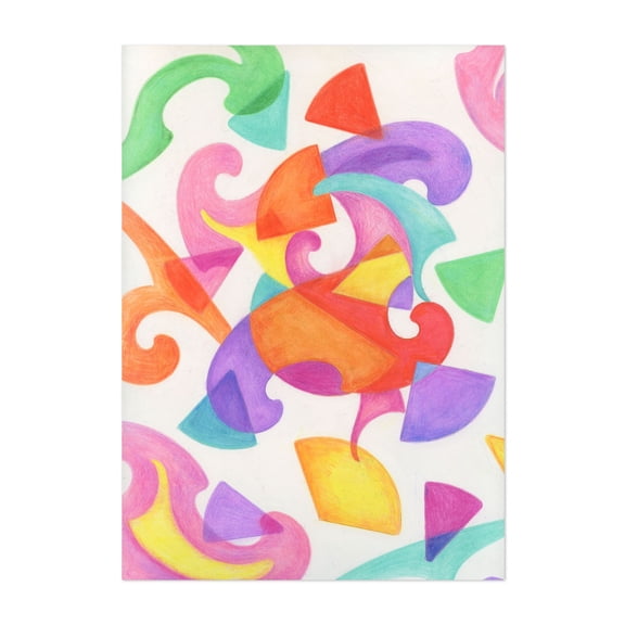 Puzzling Shapes - Illustration Abstract Geometric Modern Art Pattern Psychedelic Surrealism Unframed Wall Art Print 24 x 32 inches