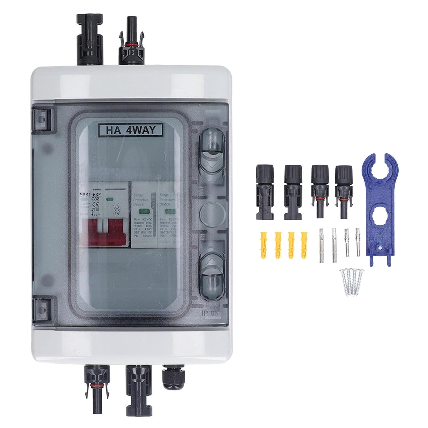 Pv Combiner Box With Circuit Breaker And Surges Protector, 4 Way