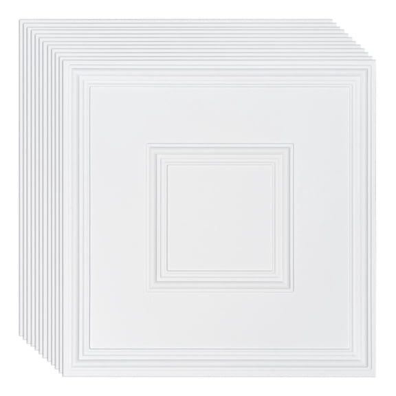 Pvc Ceiling Tiles 12-Pack 24 X 24 in Drop Ceiling Panels White Geometric Decorative Sheet