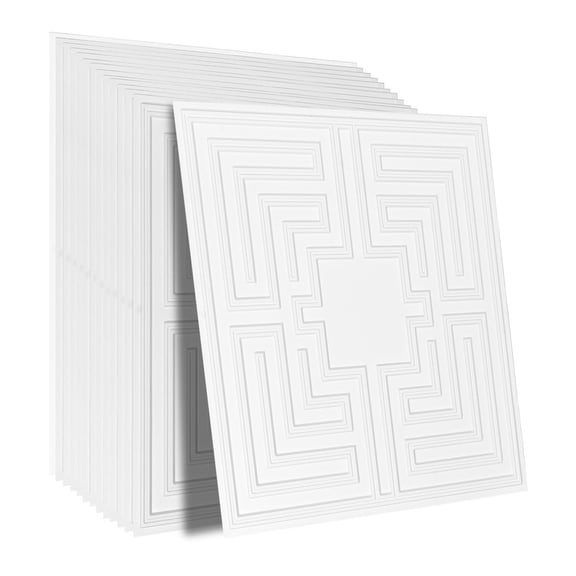 Pvc Ceiling Tiles 12-Pack 24 X 24 in Drop Ceiling Tiles White Echo Pattern for Home or Office Decoration