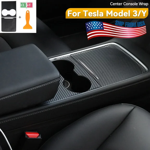 Pvc Center Console Wrap Carbon Fiber Look For Tesla Model 3 Y 2021+ Accessories