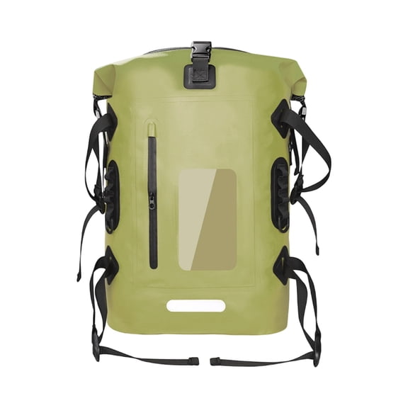 Pvc Dry Bag Backpack Submersible Roll Top Dry Sack Dry Wet Separation Front Zipper Pocket Water Sports Pack For Kayaking Beach Hiking(Army Green-60Cm)