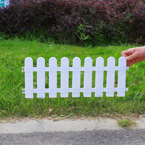 Pvc Landscapes Edging, No-Digging Yard Fence Small Mini Fence for Garden Home, Wood-Look Fence with Anchoring Spikes Set, Multiple Sizes Available White