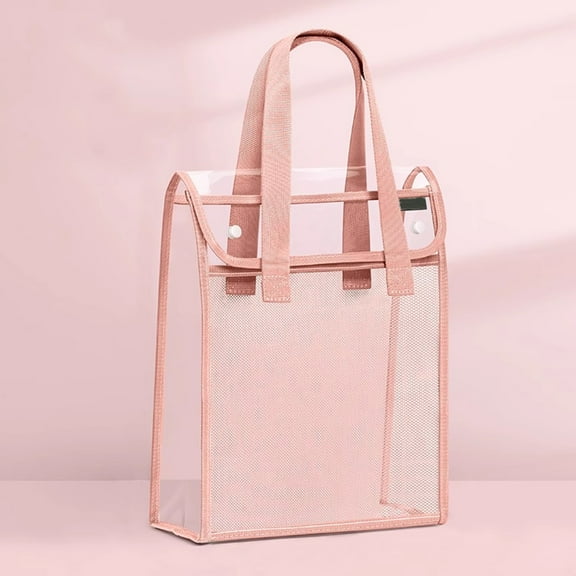 Pvc Large Capacity Vertical Portable Document Bag Pink, Portable Clear Expanding File Folder Poly Accordion File Organizer with Handle , Pink,By DreamyJuly