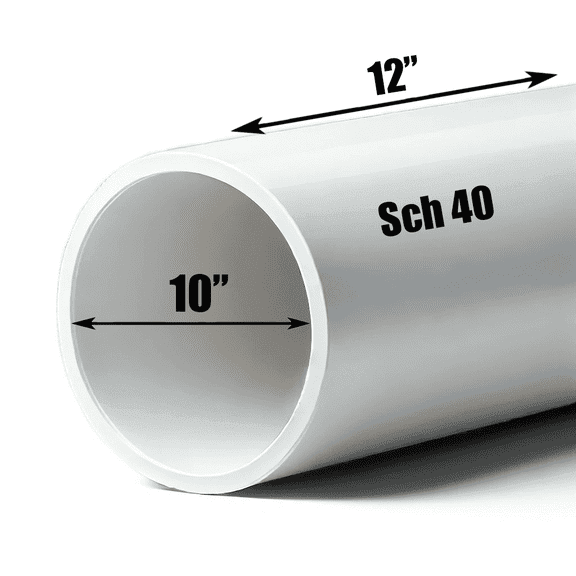 Pvc Pipe Schedule 40 10 in Dia x 1 ft Length
