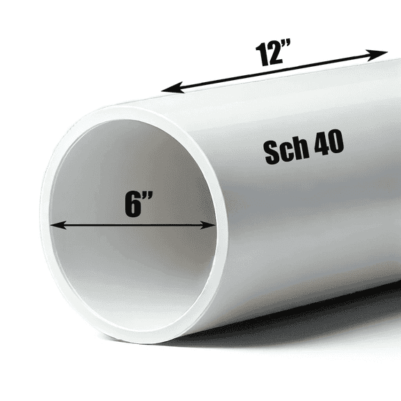 Pvc Pipe Schedule 40 6 in Dia x 1 ft Length