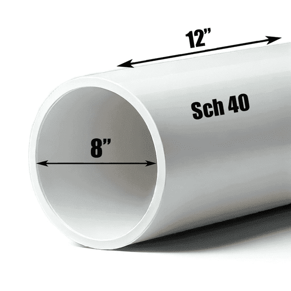 Pvc Pipe Schedule 40 8 in Dia x 1 ft Length