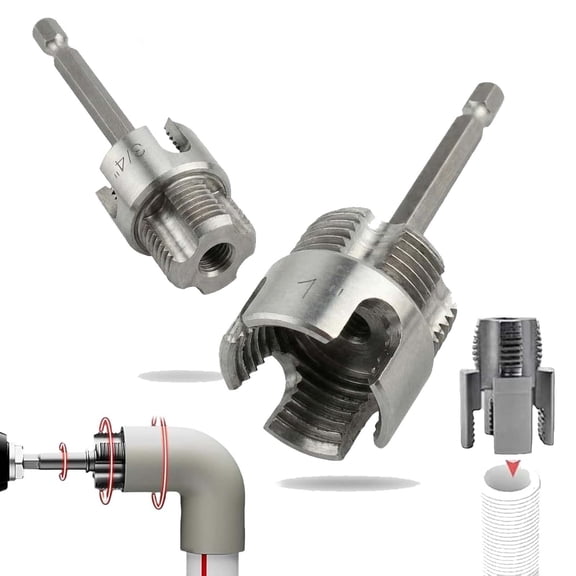 Pvc Pipe Threader, Integrated Internal & External Pipe Threading Tool, 1/2" & 3/4" Dual-Function Pipe Threading Tool for PVC/Plastic Pipes