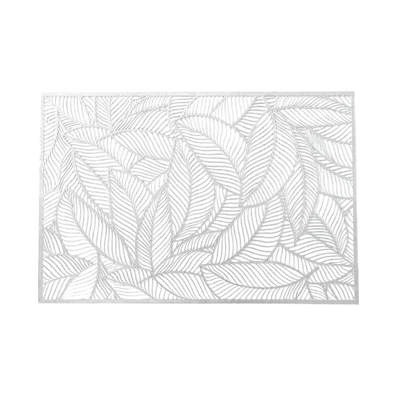 Pvc Placemat (Plastic Table Mat, Vinyl Dining Mat), Silver Rectangular Pvc Placemat with Gold Foil, Heat Resistant Table Mat for Dining, Pvc Placemat, Vinyl Mat, Easy Wipe, Table Decor, by Kingtowag