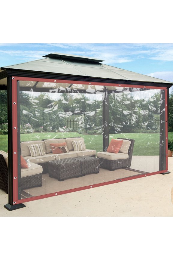 Pvc Plastic Rainproof Tarpaulin 8x20ft Clear Rainproof Awning Canopy Tarpaulin Plastic Porch Screens Deck Covers Clear Awning Canopy Brown 0.02inch Thickness for Patios Camping Dining Areas