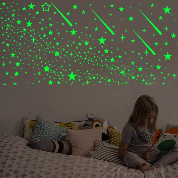 9Pcs Glow in The Dark Star Stickers Color Changing Fluorescent Wall Decals for Kids Bedroom Ceiling Party Decoration,8.27"X4.33"X0.39",by JASKFLY