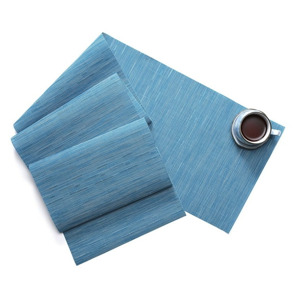 Pvc Table Runner Basdi Textured Pvc Table Runner - 53-Inch Heat Insulation Dining Table Cover | Waterproof & Woven Design for Wedding Parties & Daily Use, Waterproof Dining Table Cover, Blue