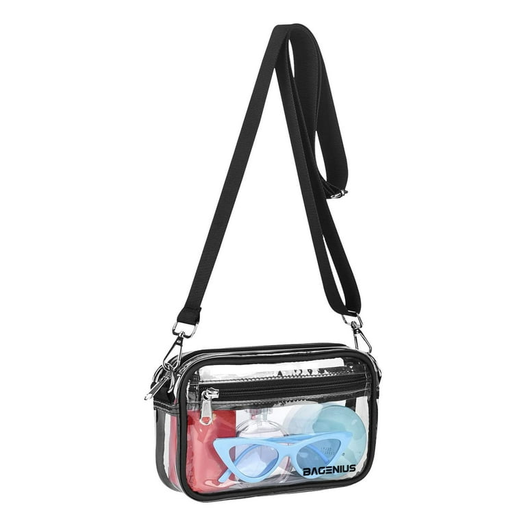 SNOWKITTEN Transparent Removable Shoulder Crossbody Bag Visual Messenger Bag Anti Outdoor Activity Rainproof Storage Bag Women s Size 22 Black