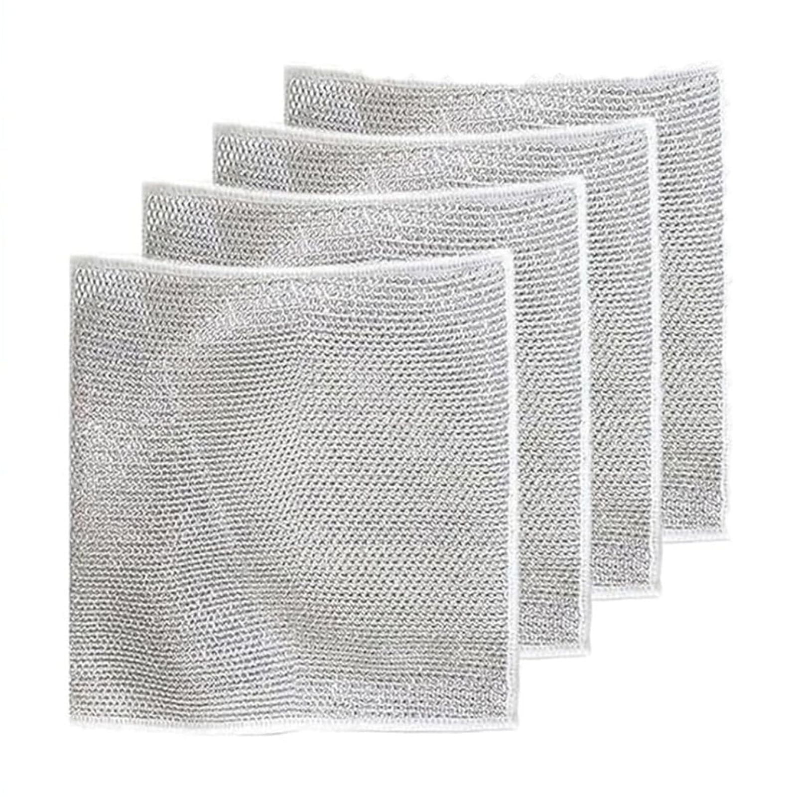 Pvdgvd 2/4/5Pcs Silvr Wire Rag Cleaning Cloth NonStick Oil Rag Kitchen
