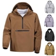 thumbnail image 1 of Pvkarhg Men's Half Zip Hoodies Drawstring Long Sleeve Hooded Sweatshirt Solid Color Pullover Tops Loose Casual Outdoor Hoodie with Zipper Pocket PurpleL, 1 of 7