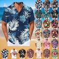 thumbnail image 1 of Pvkarhg Men's Hawaiian Short Sleeve Button Down Shirts Loose Casual Tropical Floral Print Shirt Big and Tall Summer Beach Vacation Shirt Multicolor 4XL, 1 of 5