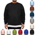 thumbnail image 1 of Pvkarhg Mens Crewneck Sweatshirts Long Sleeve Loose Fit Basic Pullover Tops Solid Color Drop Shoulder Sweatshirt Fall Winter Outfits KhakiXL, 1 of 8