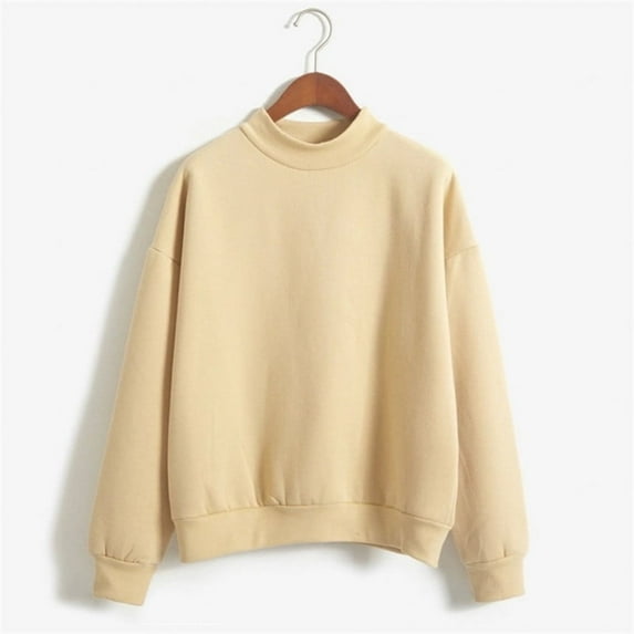 Pvkarhg Oversized Sweatshirt for Women Fall Winter Mock Neck Pullover Tops Loose Casual Long Sleeve Sweatshirt Fashion Simple Solid Color Sweatshirts Yellow S-2XL