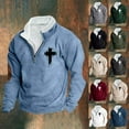 thumbnail image 1 of Pvkarhg Quarter Zip Sweatshirt for Men Big and Tall Long Sleeve Sweatshirts with Elbow Patches Loose Casual Stand Collar Pullover Tops Fall Winter Outfits WineM, 1 of 4