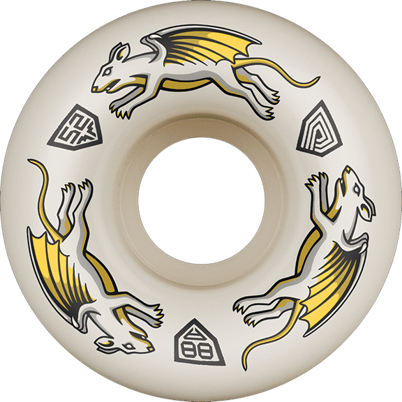 Powell Peralta Df-88 Nano Rat Skateboard Wheels 52mm 88a Off White/Yellow