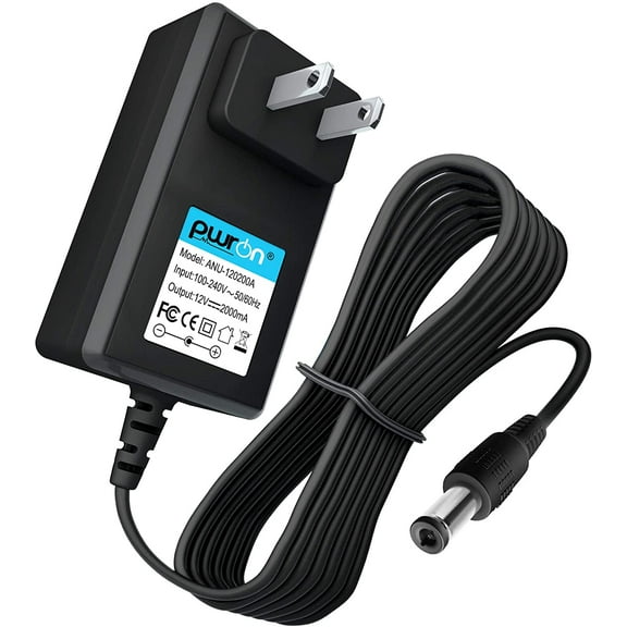 PwrON 12 Volt 2A Power Adapter Supply AC to DC 2.1mm X 5.5mm Plug 12v 2 Amp Power Supply, Wall Plug Extra Long 6.6 Foot Cord