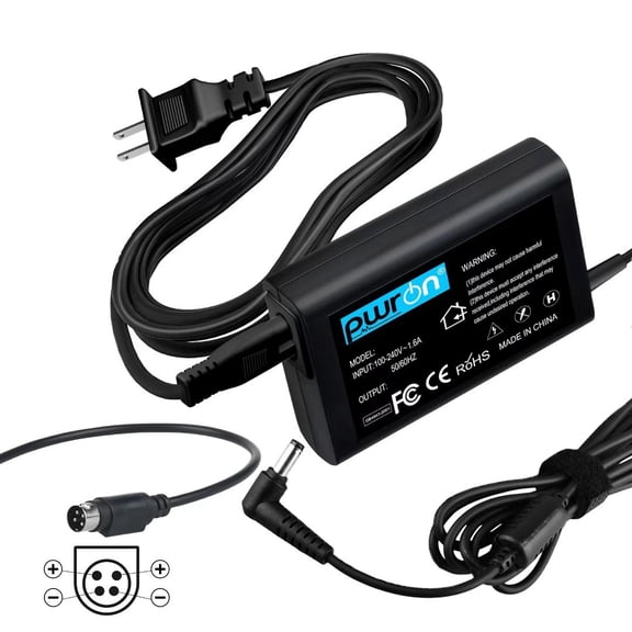 PwrON Compatible 4-Pin DIN 19V AC/DC Adapter Replacement for Top One Power TCS0651910 TopOne Power 19VDC 3.42A 65W DC19V 3.4A 65 Watts 19.0V Switching Power Supply Cord Cable Battery Charger