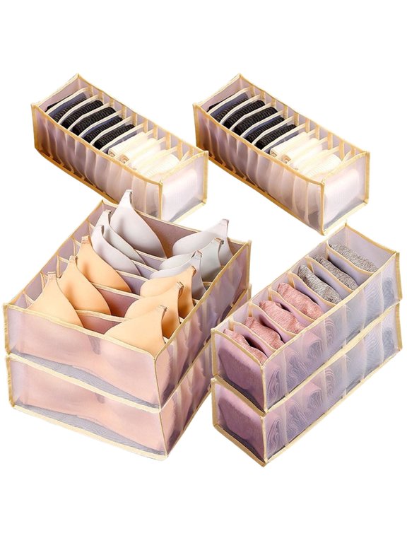 6-Compartment Closet Organizer, Beige, 6 Pack