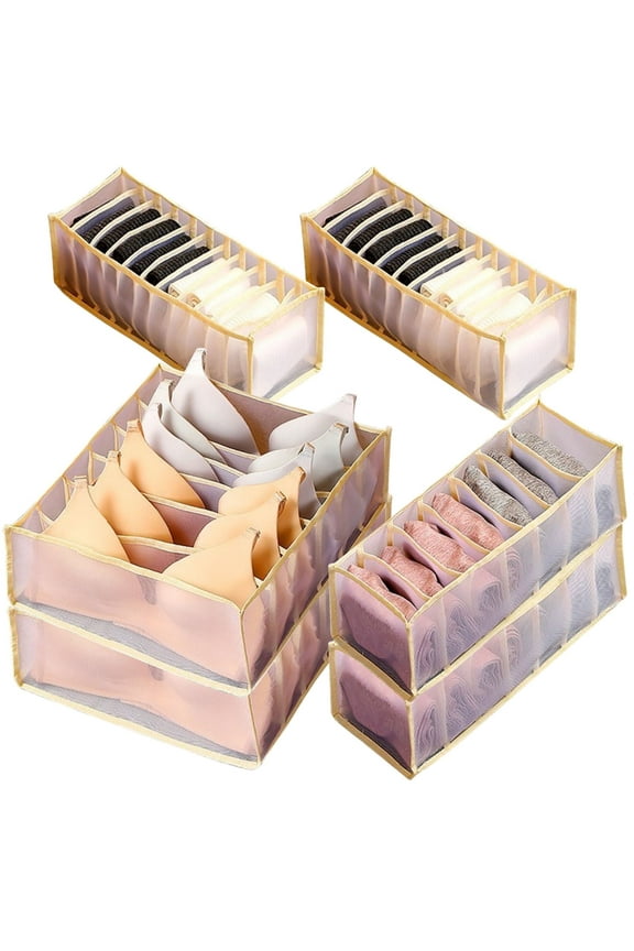 Pwsap 6-Compartment Closet Organizer, Beige, 6 Pack